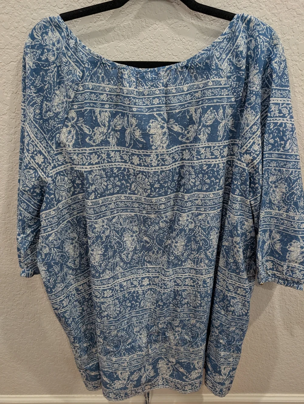 Just My Size Blue and White Printed Peasant Tunic Size 3X NWT - Picture 5 of 10